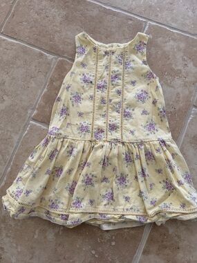 Janie and Jack Yellow Floral Sundress with Purple Blossoms